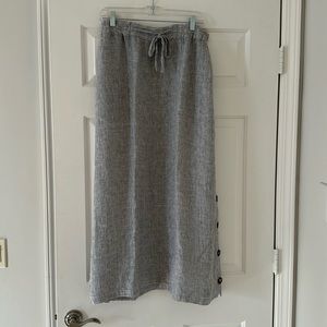 GREY FLOWY MAXI SKIRT WITH SIDE BUTTONS